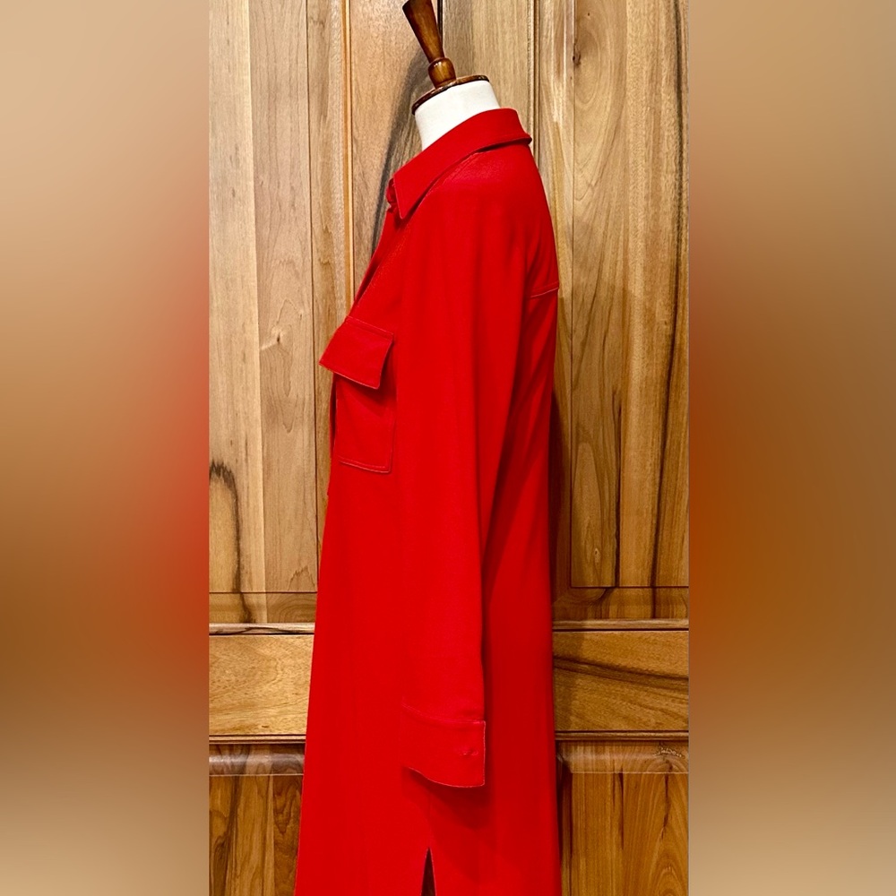 Linda Allard - Tracy Ellen - Vivid Red Jersey Knit Long-Sleeve Dress - EUC - 4 - Picture 11 of 13